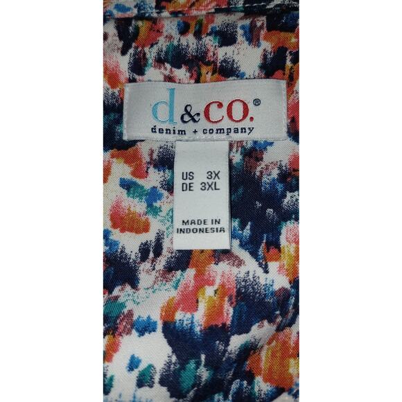 D & Co Summer Floral Top Peplum Hem Fluttery Sleeves Flowy Fabric Women's 3X - Picture 5 of 6